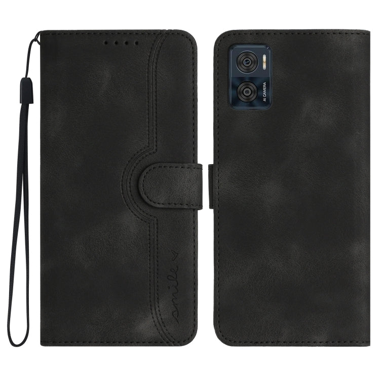 For Motorola Moto E22 Heart Pattern Skin Feel Leather Phone Case