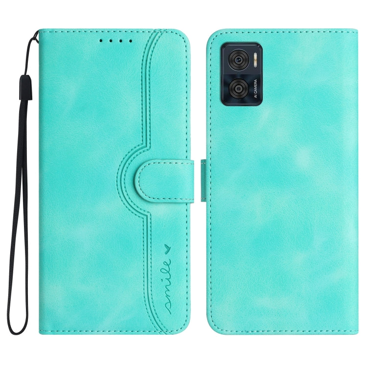 For Motorola Moto E22 Heart Pattern Skin Feel Leather Phone Case