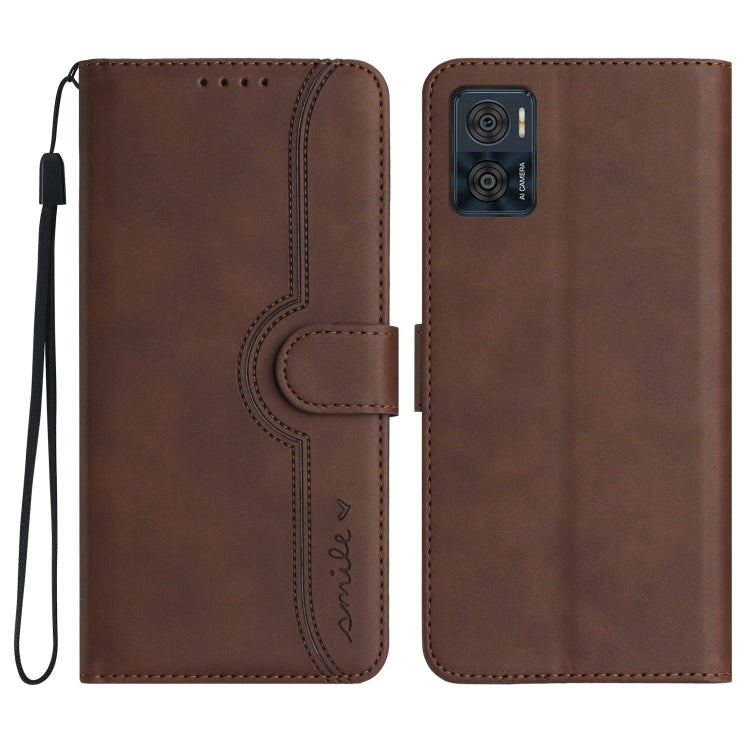 For Motorola Moto E22 Heart Pattern Skin Feel Leather Phone Case
