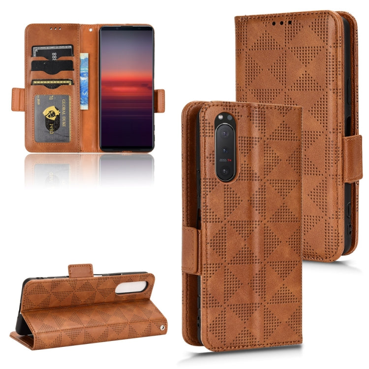 For Sony Xperia 5 II Symmetrical Triangle Leather Phone Case