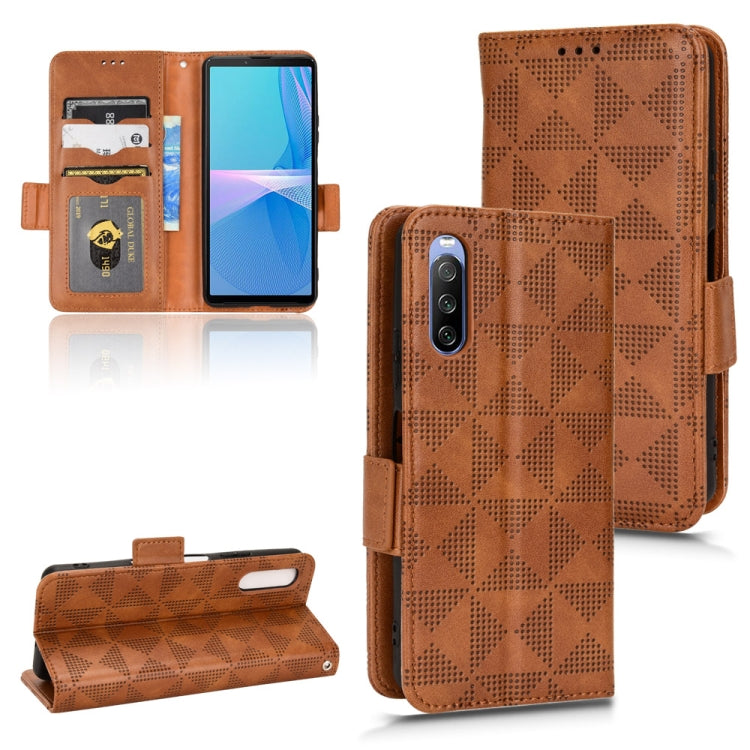 For Sony Xperia 10 III Symmetrical Triangle Leather Phone Case