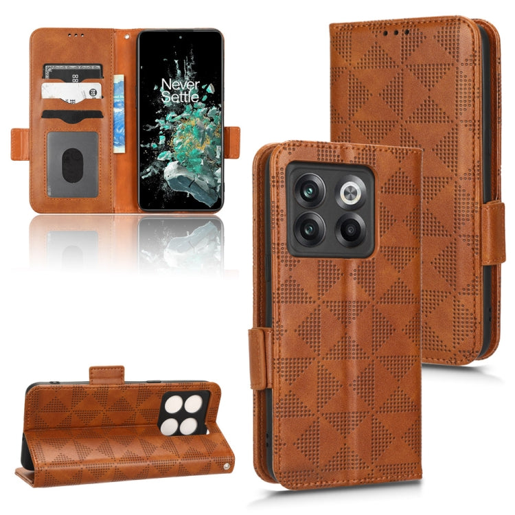 For OnePlus 10T Symmetrical Triangle Leather Phone Case