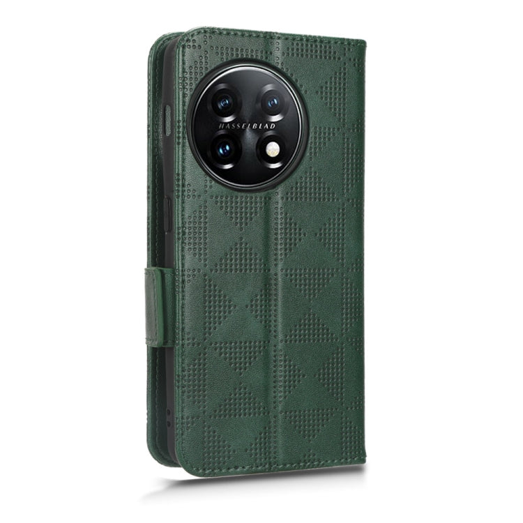 For OnePlus 11 5G Symmetrical Triangle Leather Phone Case
