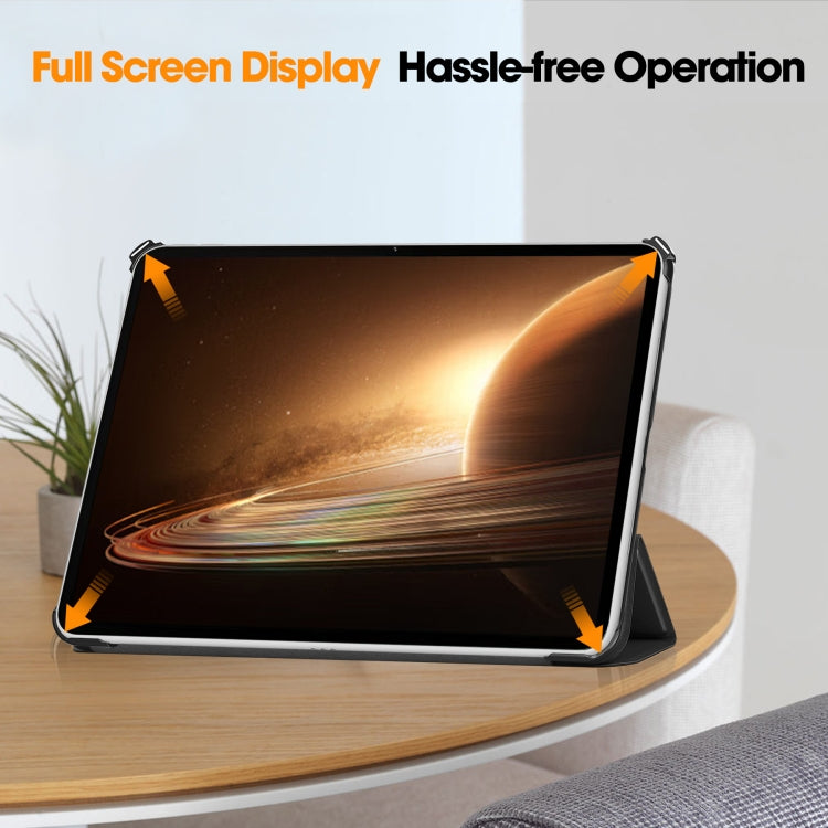 For OPPO Pad 2 11.6 inch Custer Pure Color 3-Fold Holder Smart Leather Tablet Case