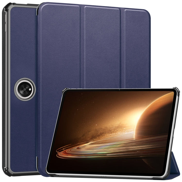 For OPPO Pad 2 11.6 inch Custer Pure Color 3-Fold Holder Smart Leather Tablet Case