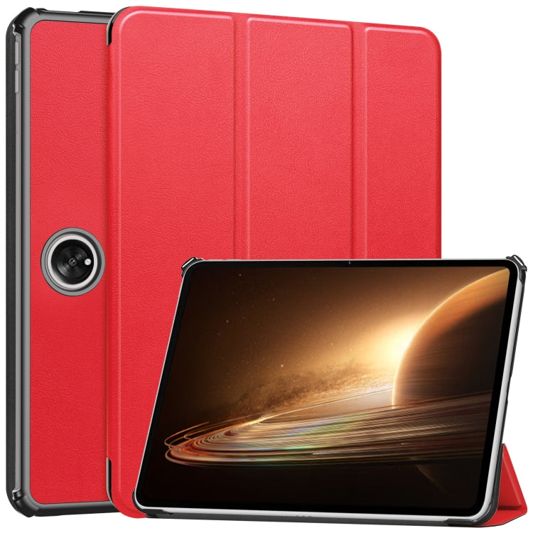 For OPPO Pad 2 11.6 inch Custer Pure Color 3-Fold Holder Smart Leather Tablet Case