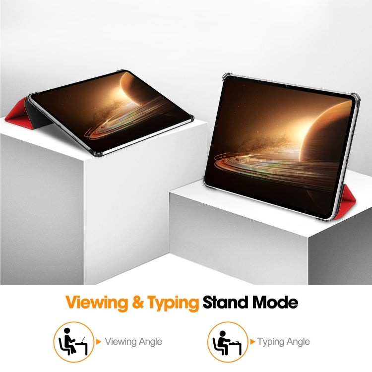 For OPPO Pad 2 11.6 inch Custer Pure Color 3-Fold Holder Smart Leather Tablet Case