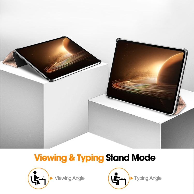 For OPPO Pad 2 11.6 inch Custer Pure Color 3-Fold Holder Smart Leather Tablet Case