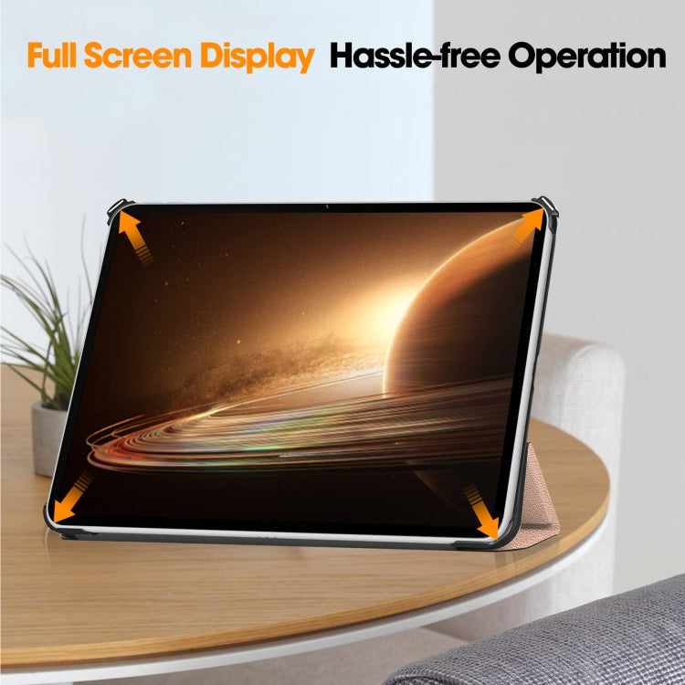 For OPPO Pad 2 11.6 inch Custer Pure Color 3-Fold Holder Smart Leather Tablet Case