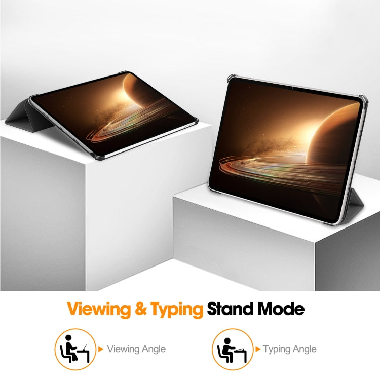 For OPPO Pad 2 11.6 inch Custer Pure Color 3-Fold Holder Smart Leather Tablet Case