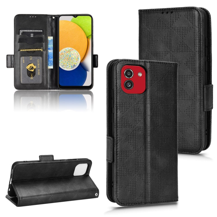 For Samsung Galaxy A03 EU Version Symmetrical Triangle Leather Phone Case