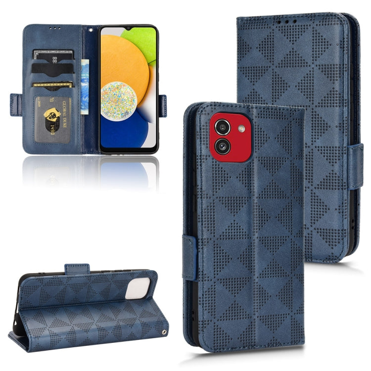 For Samsung Galaxy A03 EU Version Symmetrical Triangle Leather Phone Case