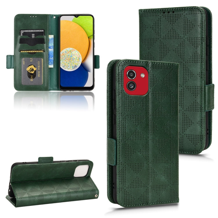 For Samsung Galaxy A03 EU Version Symmetrical Triangle Leather Phone Case