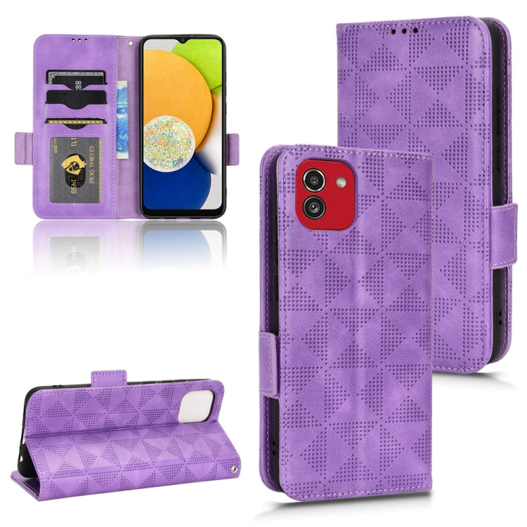 For Samsung Galaxy A03 EU Version Symmetrical Triangle Leather Phone Case