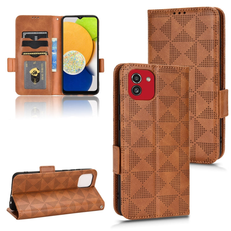 For Samsung Galaxy A03 EU Version Symmetrical Triangle Leather Phone Case