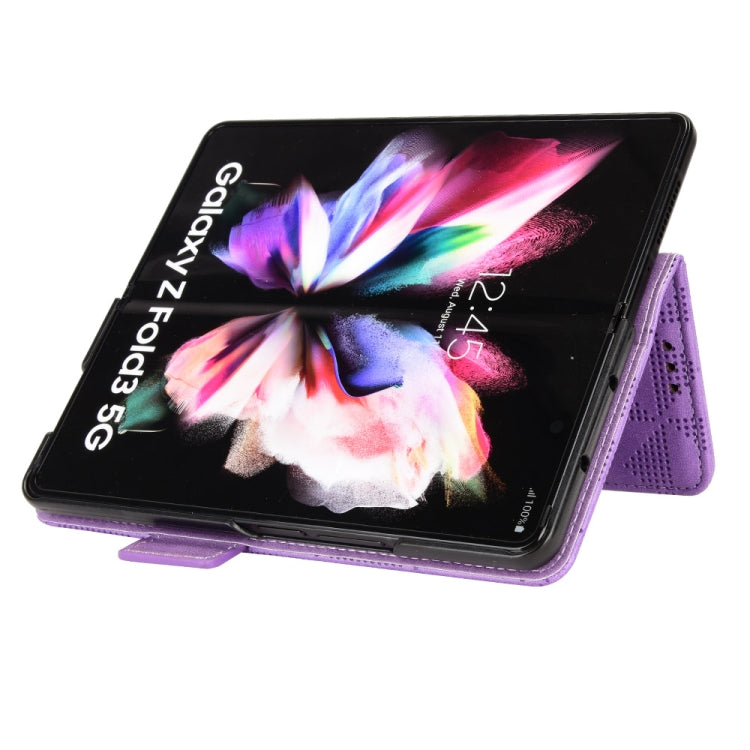 For Samsung Galaxy Z Fold4 Symmetrical Triangle Leather Phone Case
