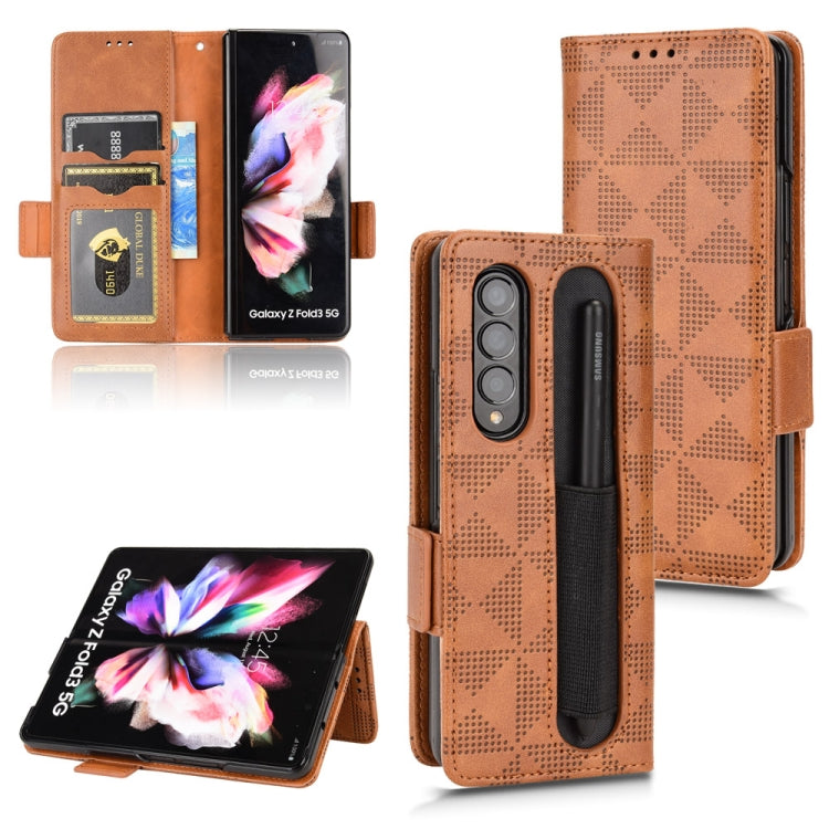 For Samsung Galaxy Z Fold4 Symmetrical Triangle Leather Phone Case