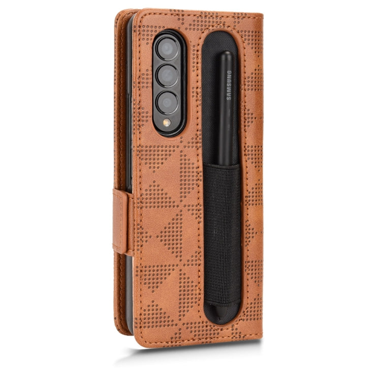 For Samsung Galaxy Z Fold4 Symmetrical Triangle Leather Phone Case