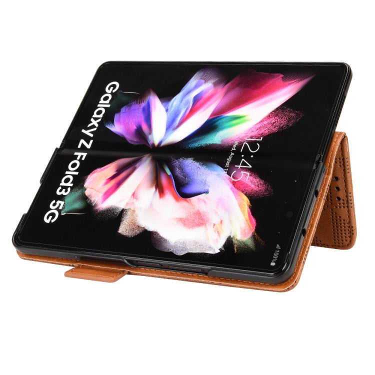 For Samsung Galaxy Z Fold4 Symmetrical Triangle Leather Phone Case