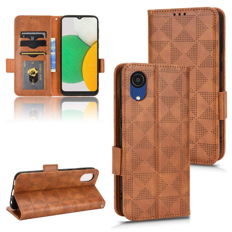 For Samsung Galaxy A03 Core Symmetrical Triangle Leather Phone Case