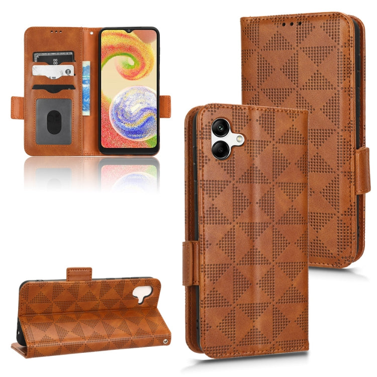 For Samsung Galaxy A04 Symmetrical Triangle Leather Phone Case