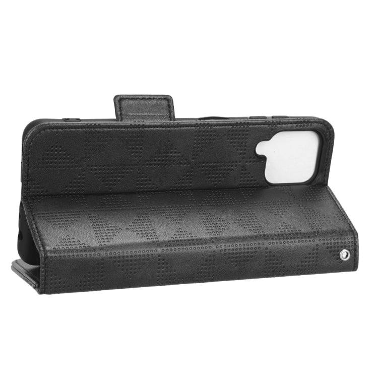 For Samsung Galaxy A12 / M12 Symmetrical Triangle Leather Phone Case