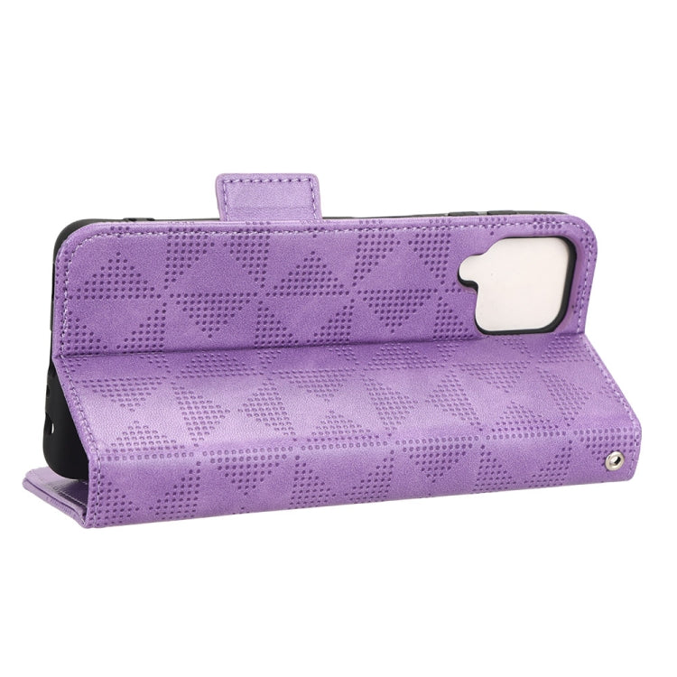 For Samsung Galaxy A12 / M12 Symmetrical Triangle Leather Phone Case