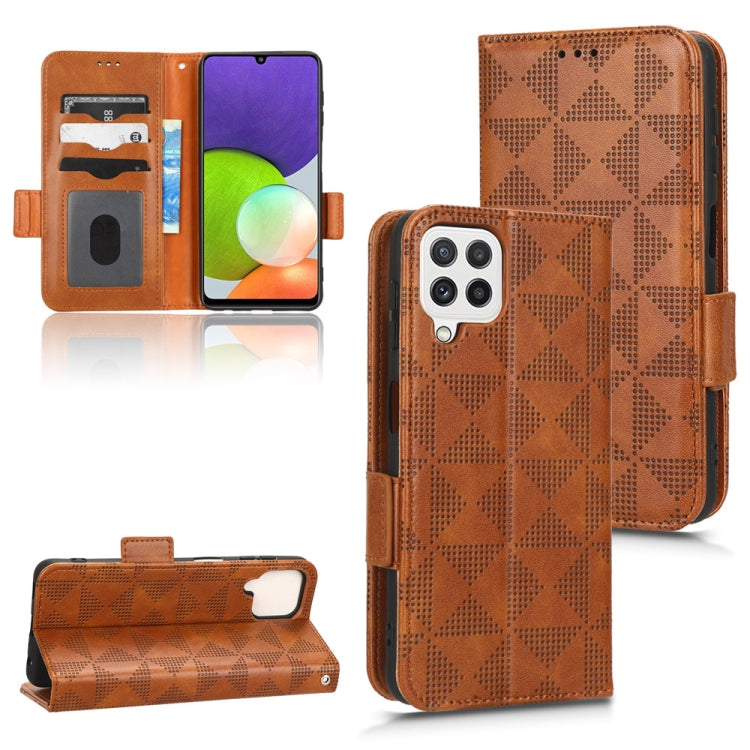 For Samsung Galaxy A12 / M12 Symmetrical Triangle Leather Phone Case