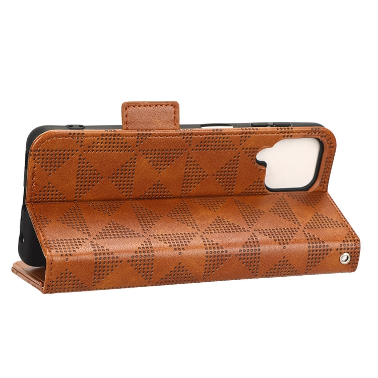 For Samsung Galaxy A12 / M12 Symmetrical Triangle Leather Phone Case