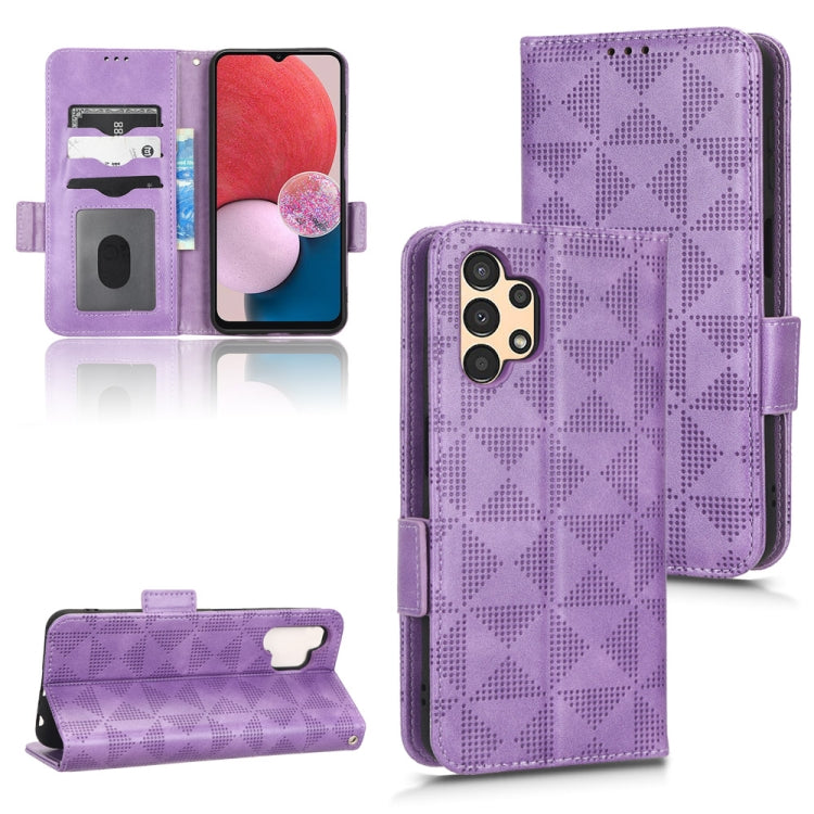 For Samsung Galaxy A13 4G Symmetrical Triangle Leather Phone Case
