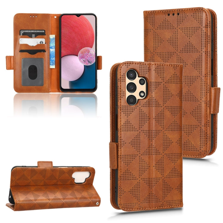 For Samsung Galaxy A13 4G Symmetrical Triangle Leather Phone Case