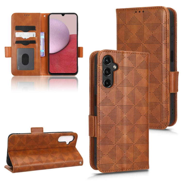 For Samsung Galaxy A14 5G Symmetrical Triangle Leather Phone Case