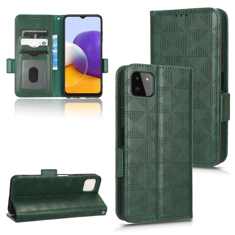 For Samsung Galaxy A22 5G Symmetrical Triangle Leather Phone Case