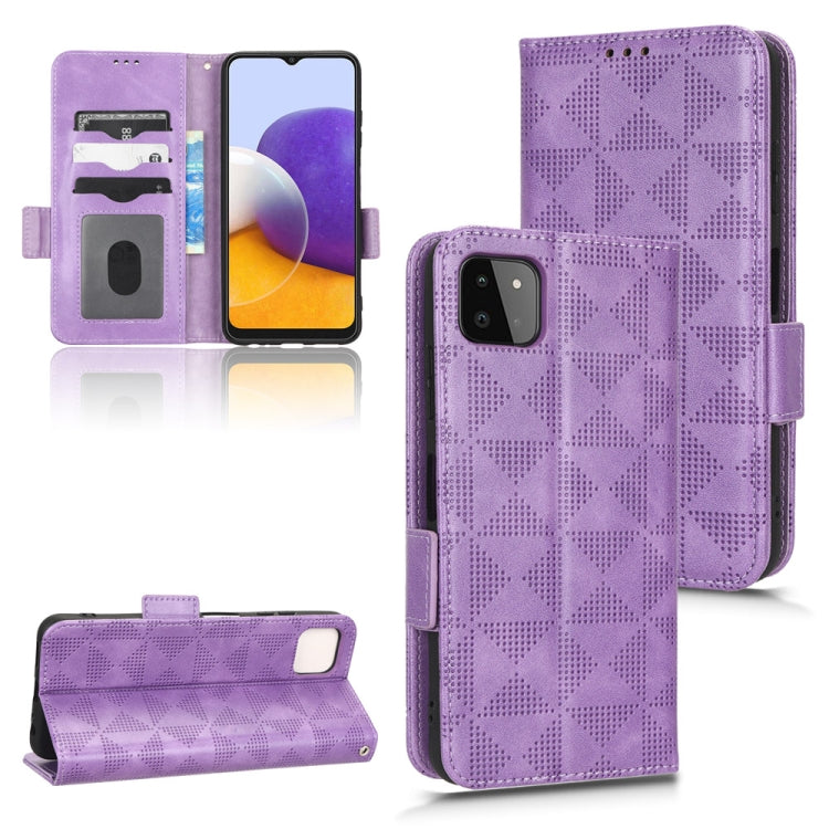 For Samsung Galaxy A22 5G Symmetrical Triangle Leather Phone Case