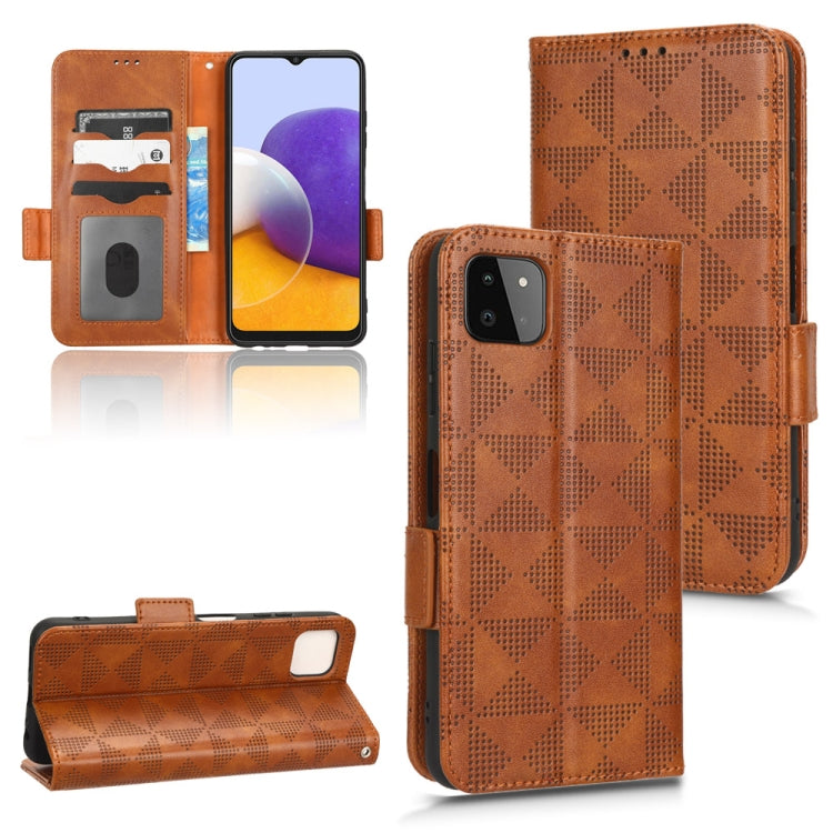 For Samsung Galaxy A22 5G Symmetrical Triangle Leather Phone Case