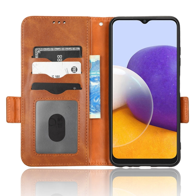 For Samsung Galaxy A22 5G Symmetrical Triangle Leather Phone Case