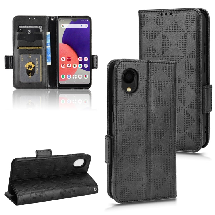 For Samsung Galaxy A22 5G JP Version Symmetrical Triangle Leather Phone Case