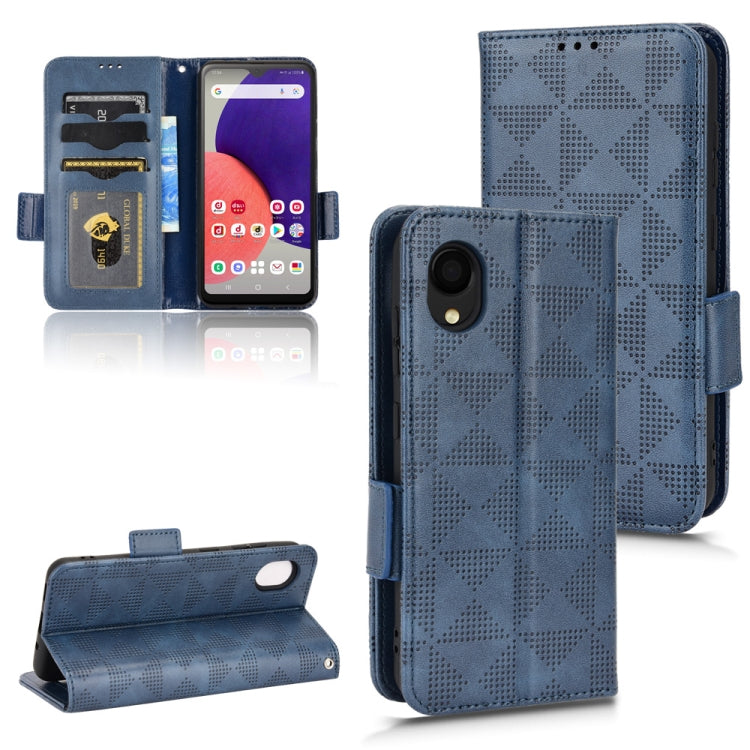 For Samsung Galaxy A22 5G JP Version Symmetrical Triangle Leather Phone Case