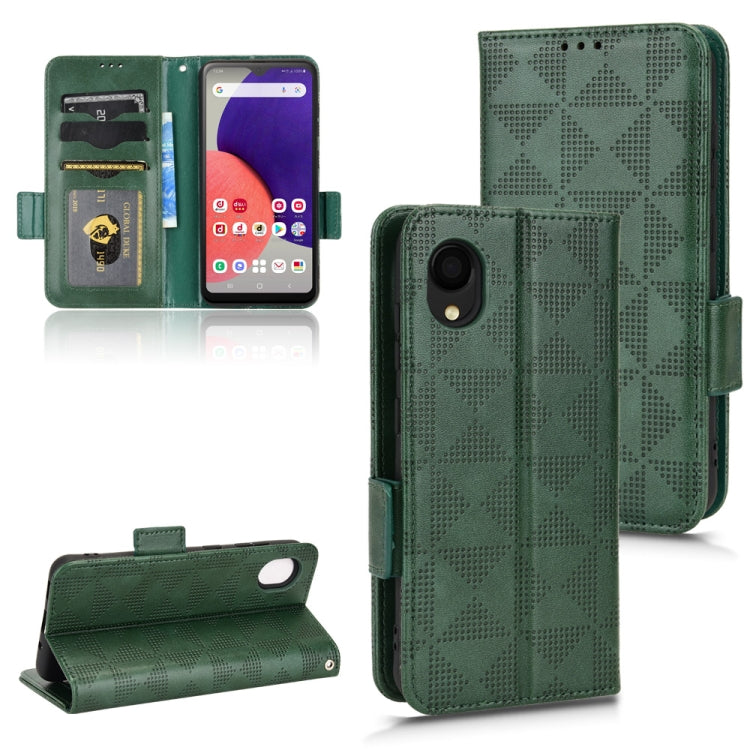 For Samsung Galaxy A22 5G JP Version Symmetrical Triangle Leather Phone Case