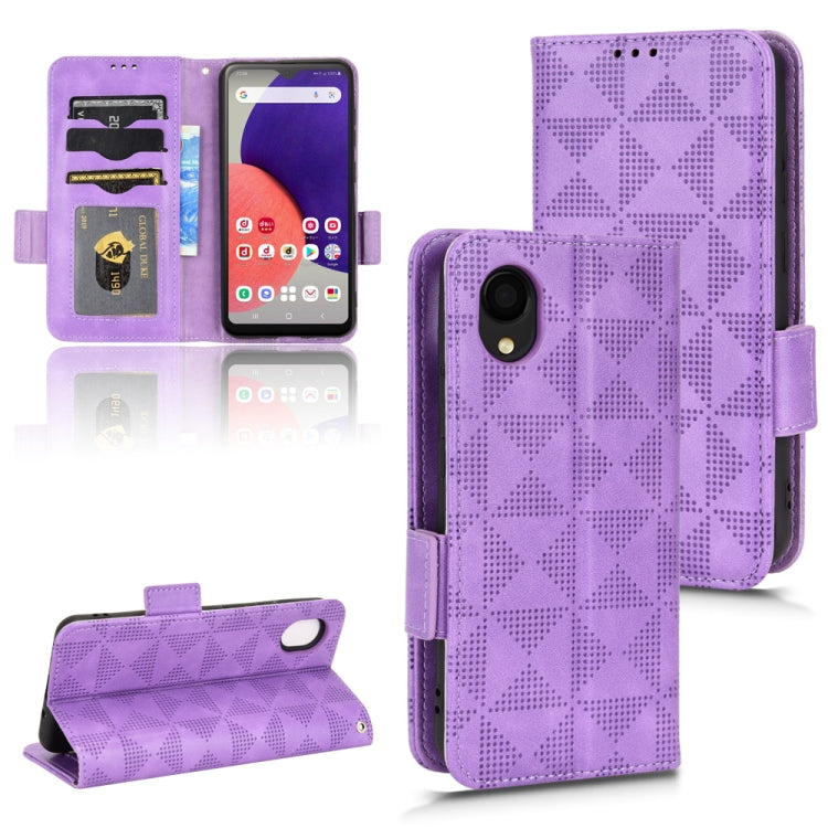 For Samsung Galaxy A22 5G JP Version Symmetrical Triangle Leather Phone Case