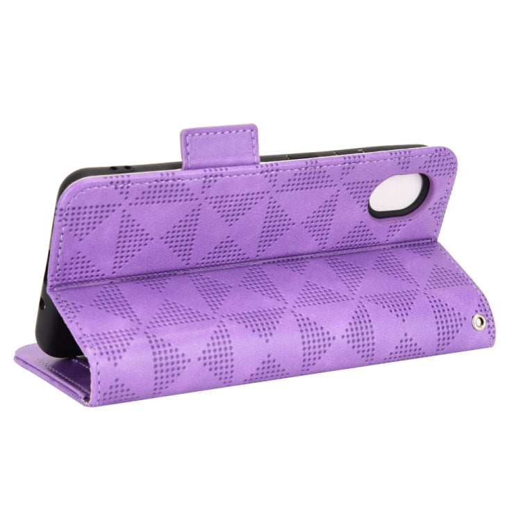 For Samsung Galaxy A22 5G JP Version Symmetrical Triangle Leather Phone Case