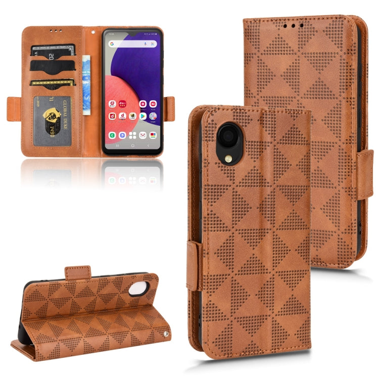 For Samsung Galaxy A22 5G JP Version Symmetrical Triangle Leather Phone Case