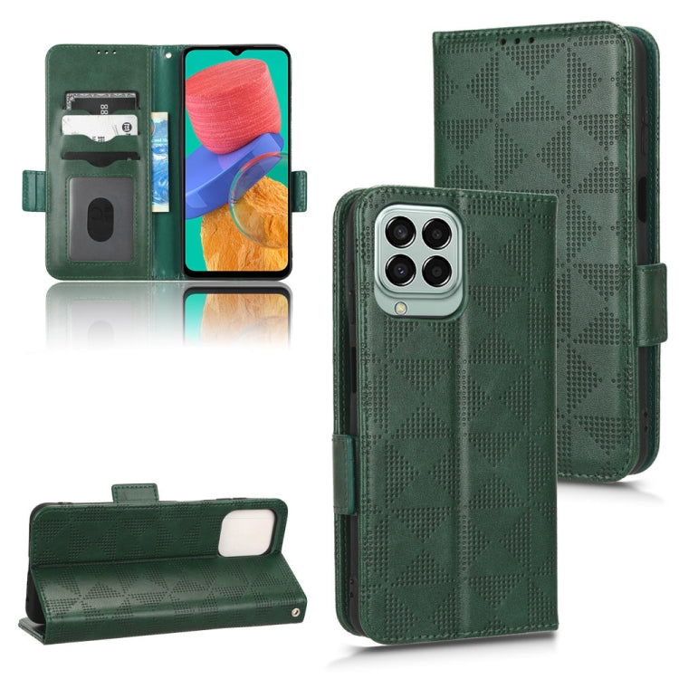 For Samsung Galaxy M33 5G Symmetrical Triangle Leather Phone Case