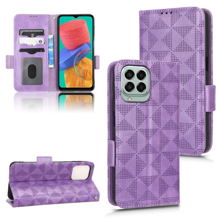 For Samsung Galaxy M33 5G Symmetrical Triangle Leather Phone Case