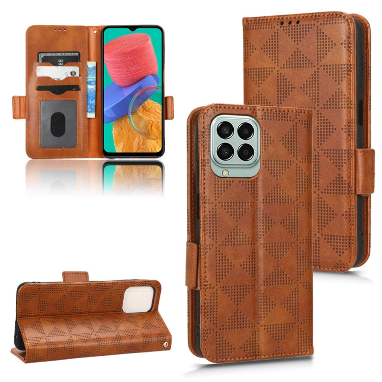 For Samsung Galaxy M33 5G Symmetrical Triangle Leather Phone Case