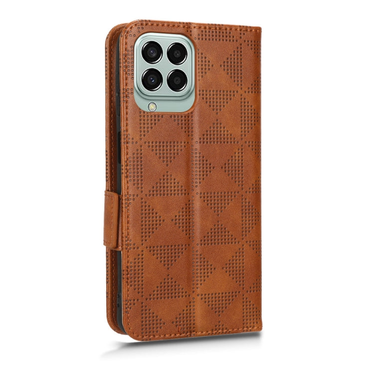 For Samsung Galaxy M33 5G Symmetrical Triangle Leather Phone Case