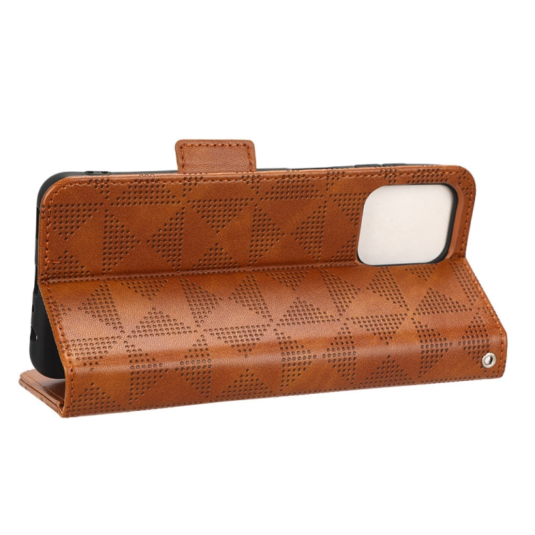 For Samsung Galaxy M33 5G Symmetrical Triangle Leather Phone Case