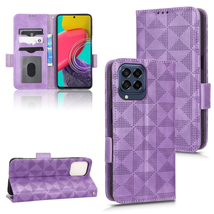 For Samsung Galaxy M53 5G Symmetrical Triangle Leather Phone Case