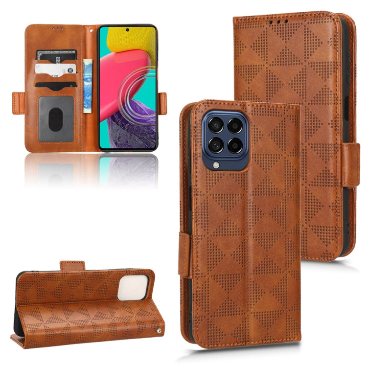 For Samsung Galaxy M53 5G Symmetrical Triangle Leather Phone Case