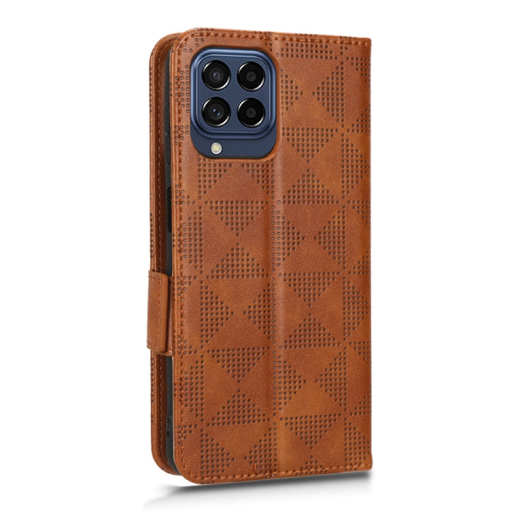 For Samsung Galaxy M53 5G Symmetrical Triangle Leather Phone Case